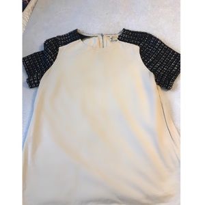 J. Crew shirt sleeve tweed shoulder blouse